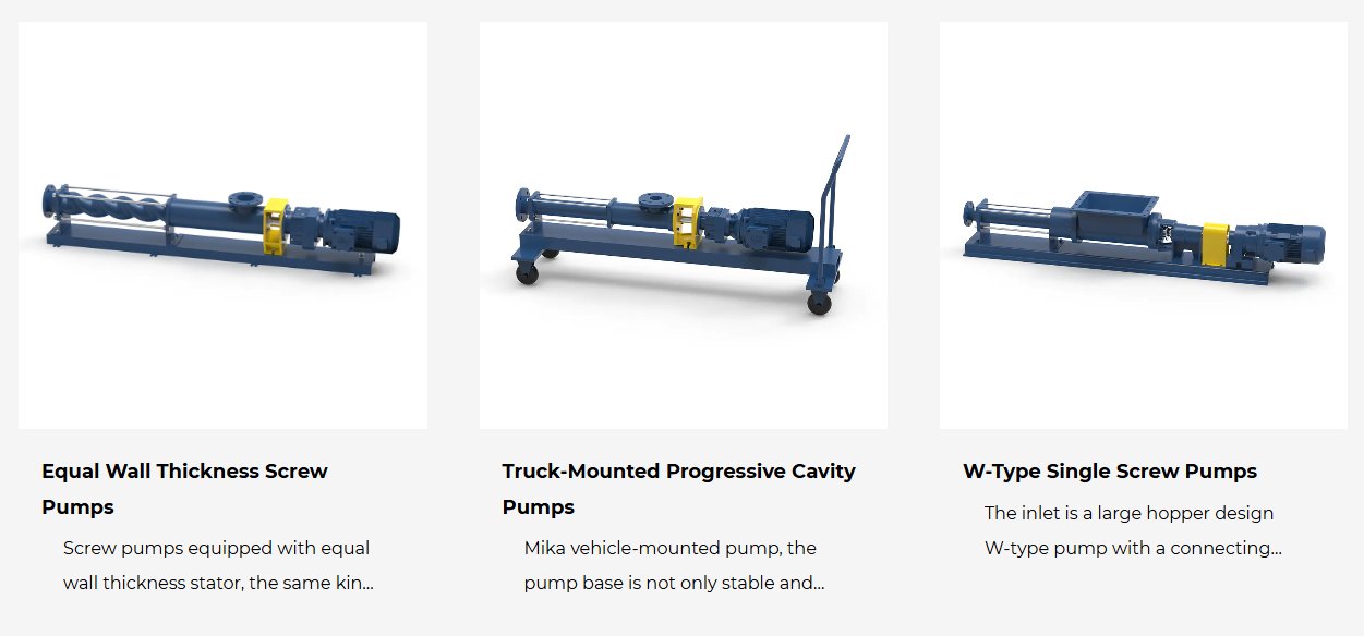 Meijia Single Screw Pump Product Range - Equal Wall Thickness, Truck-Mounted, and W-Type Progressive Cavity Pumps